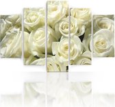 Schilderij Witte Rozen, 5 luik, 4 maten, premium print, wanddecoratie