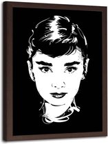 Foto in frame , Audrey Hepburn , Filmster , 70x100cm , zwart wit , wanddecoratie