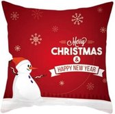 Kussenhoes Kerst Rood Met Sneeuwpop (500151)