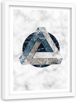 Foto in frame Driehoek van gekleurd marmer, 80x120, wit/blauw