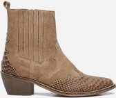 Ann Rocks Western Phyton enkellaarsjes beige - Maat 37