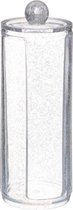 Transparant-Wattenschijfjeshouder-Wattenschijf houder-Wattenschijfjes dispenser-Licht grijs doorzichtig glitter