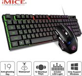 Origineel iMICE Gaming set AK-600 Bedraad USB Glow Backlit Gaming Keyboard, 2400 DPI iMice Muis - 6 knoppen - 4 RGB lichtmodes - Instelbare DPI (Zwart Set)