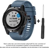 Donkergrijs / Blauw Siliconen Bandje 22 mm voor Garmin Fenix 5 (& 5 Plus & Sapphire) / Garmin Forerunner 935/945 / Garmin Quatix 5 (&5 Sapphire) / Fenix 6 (&6 Plus) / Approach S60