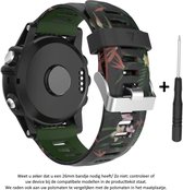 Groen Bamboe / Bamboo siliconen Bandje 26mm geschikt voor Garmin Fenix 3 / 3 HR / 3 Sapphire, Garmin Fenix 5x, Garmin D2 & Garmin Quatix 3 – NIET Quickfit Compatibel – 26 mm green camo smartwatch strap - band