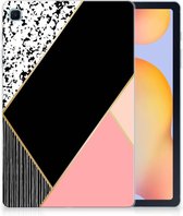 Siliconen Back Cover Geschikt voor Samsung Galaxy Tab S6 Lite | Tab S6 Lite 2022 Tablet Hoes Customize Black Pink Shapes met doorzichte zijkanten
