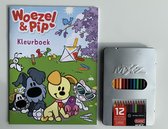 Woezel & Pip Kleurboek + 12 Bruynzeel kleurpotloden in blik