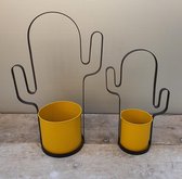 Mica Decorations Bloempot cactus geel, set van 2