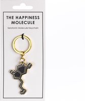 Sleutelhanger Serotonine Molecuul - Cadeautje voor Mannen en Vrouwen  - Geluksbrenger - Cadeau Idee - Metaal - Goudkleurig - Zwart - Key Chain - Emaille