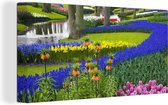 Parc de fleurs Keukenhof en Holland méridionale 80x40 cm - Tirage photo sur toile (Décoration murale salon / chambre) / Peintures Fleurs sur toile