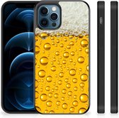 Silicone Back Cover iPhone 12 Pro | 12 (6.1") Telefoonhoesje met Zwarte rand Bier