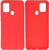 Bestcases Color Telefoonhoesje - Backcover Hoesje - Siliconen Case Back Cover voor Samsung Galaxy A21s - Rood