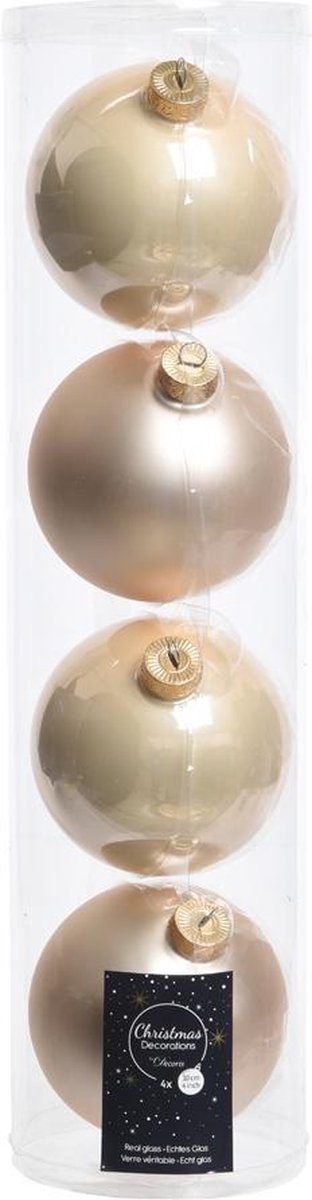 4 kerstballen parel emaille 100 mm