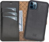 Bouletta - iPhone 12 Pro Max - Étui en cuir amovible - Noir rustique