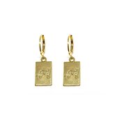 Leopard tag earrings - Goud