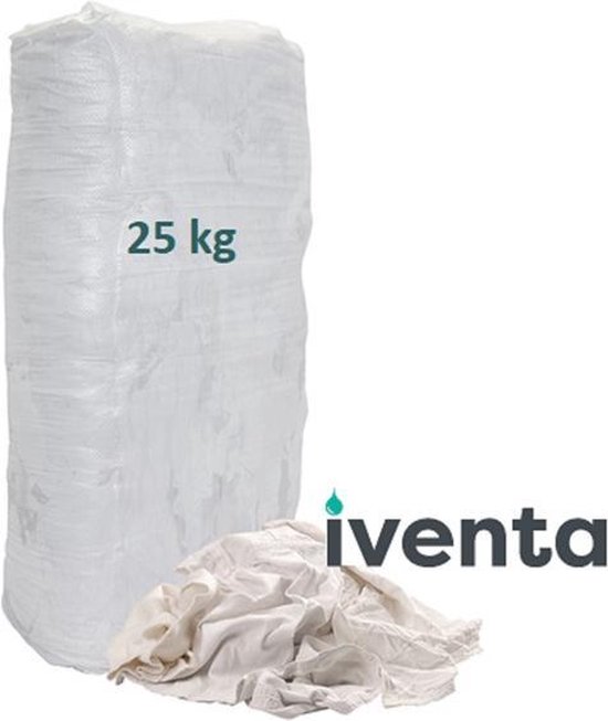 Chiffons de nettoyage, blanc, coton, balle 25KG