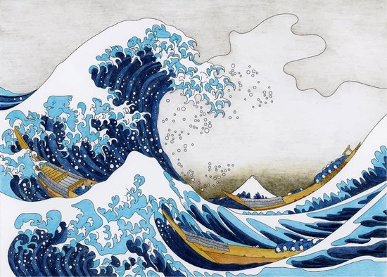 Poster Kanagawa - The Great Wave ('De Grote Golf') - Japanse Kunst Hokusai - Blauw Zee - Large