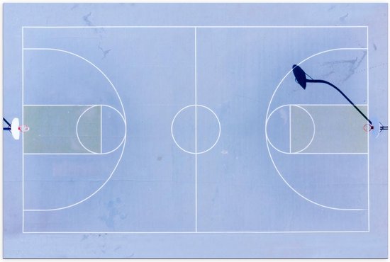 Poster – Basketbal Veld Blauw - 90x60cm Foto op Posterpapier