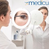 Vergrotende 10x Make-Up Spiegel met LED licht, flexibel en zuignap|Medicu®