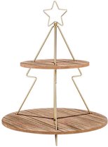 Cosy @ Home - X-Mass Etagere - Star - Goud - Hout -  37x37x(H)46,5cm