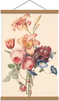 Schoolplaat – Schilderij Bosje Bloemen op Witte Achtergrond  - 40x60cm Foto op Textielposter (Wanddecoratie op Schoolplaat)