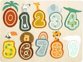 Houten puzzel cijfers 0-9 'Safari' (English)