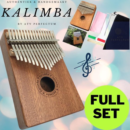 ATV PERFECTUM Kalimba Set Brown - Duimpiano - 17 tonen - Mahonie - Afrikaans Sapele - Afrikaans Muziekinstrument - kalimba 17 tonen – Muziekinstrument – Kalimba 17