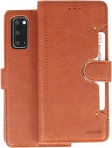 KAIYUE - Luxe Portemonnee Hoesje - Pasjeshouder Telefoonhoesje - Wallet Case - Geschikt voor Samsung Galaxy S20 - Bruin