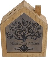 Gifts Amsterdam Spaarpot House, Tree & Coins 18 Cm Hout Bruin