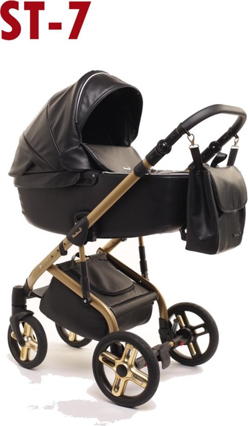 Baby Fashion stylo eco leer Complete kinderwagen 3 in 1 black gold | bol.com