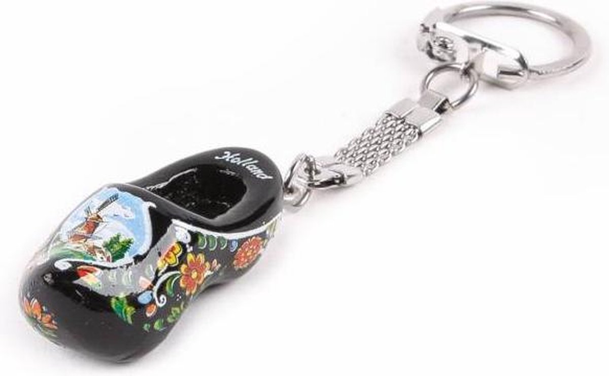 Sleutelhanger Klomp 4cm Holland Enkel Zwart - Souvenir