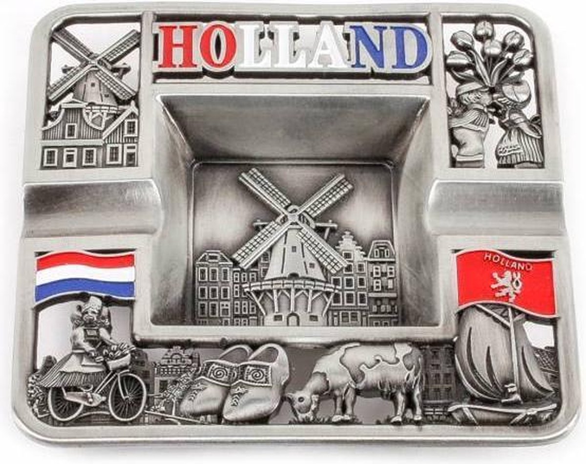 Goedkoopste Asbak Vierkant Holland Compilatie Tin - Souvenir