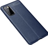 Samsung Galaxy S20 FE Litchi Hoesje TPU met Leren Textuur Blauw