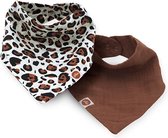 Jollein Slabbetje Bandana Hydrofiel - Leopard - 2 Stuks