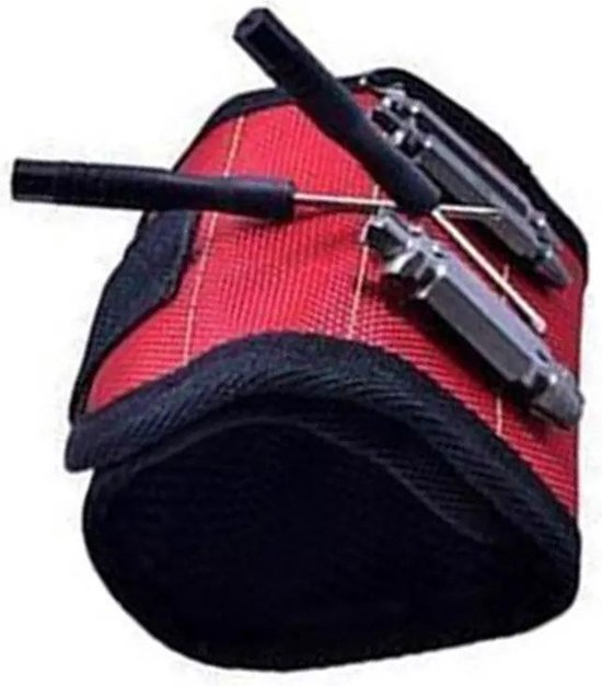LOUZIR Bracelet magnétique portable - Sac à outils - Porte-foret - Ceinture à outils poignet ROUGE