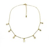 Ketting met sterretjes - Choker Collier - Goud - 38 cm - 1 stuks