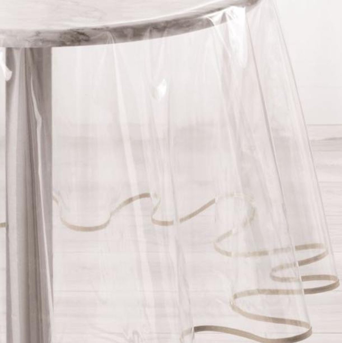 Tafelkleed plastic rond - Taupe afwerking - Tafelzeil transparant - 180cm diameter - Tafellaken - Gourmet