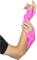 SMIFFY'S - Fluo roze kant handschoenen voor vrouwen