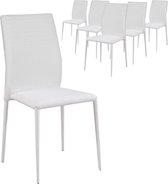 6 design stoelen set PU wit
