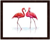 Foto in frame Getekende roze flamingo's, 3 maten, Premium print