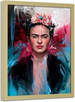 Foto in frame , Frida Kahlo , Kunstschilderes , 70x100cm , multikleur , wanddecoratie