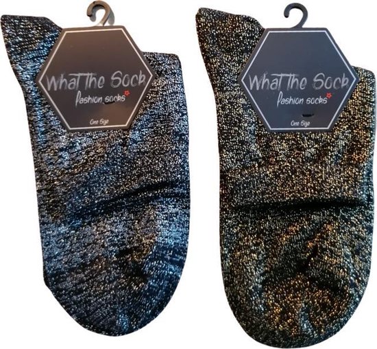 2- pack glitter sokken - goud/ zilver | bol.com