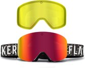 FLAKER Magnetische Skibril - Bright – Wit Frame – FIRE Revo Spiegellens + Extra Lowlight Lens + Beschermcase