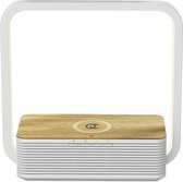 FlinQ Draadloze QI Oplader Bedlamp - Bluetooth Speaker - Tafellamp - Draadloos laden - Bamboe
