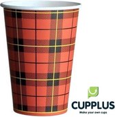 Rood-Kartonnen koffiebeker Schotse ruit 180ml pak á 100st