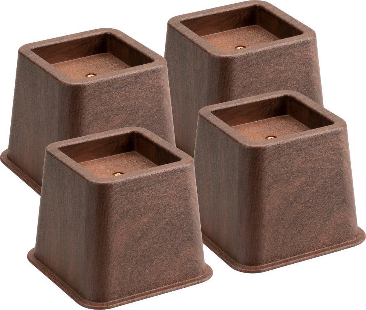 Goedkoopste Bedverhogers hout print - bedklossen - meubelverhogers - stoelverhogers 8 cm hoog. Per set van 4. Max. 600 kg