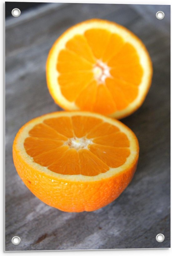 Tuinposter – Opengesneden Sinaasappel - 40x60cm Foto op Tuinposter  (wanddecoratie voor buiten en binnen)