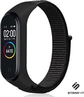 Nylon Smartwatch bandje - Geschikt voor  Xiaomi Mi band 5 / 6 nylon bandje - zwart - Strap-it Horlogeband / Polsband / Armband