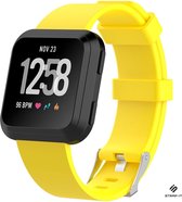 Siliconen Smartwatch bandje - Geschikt voor Fitbit Versa / Versa 2 silicone band - geel - Strap-it Horlogeband / Polsband / Armband - Maat: Maat L