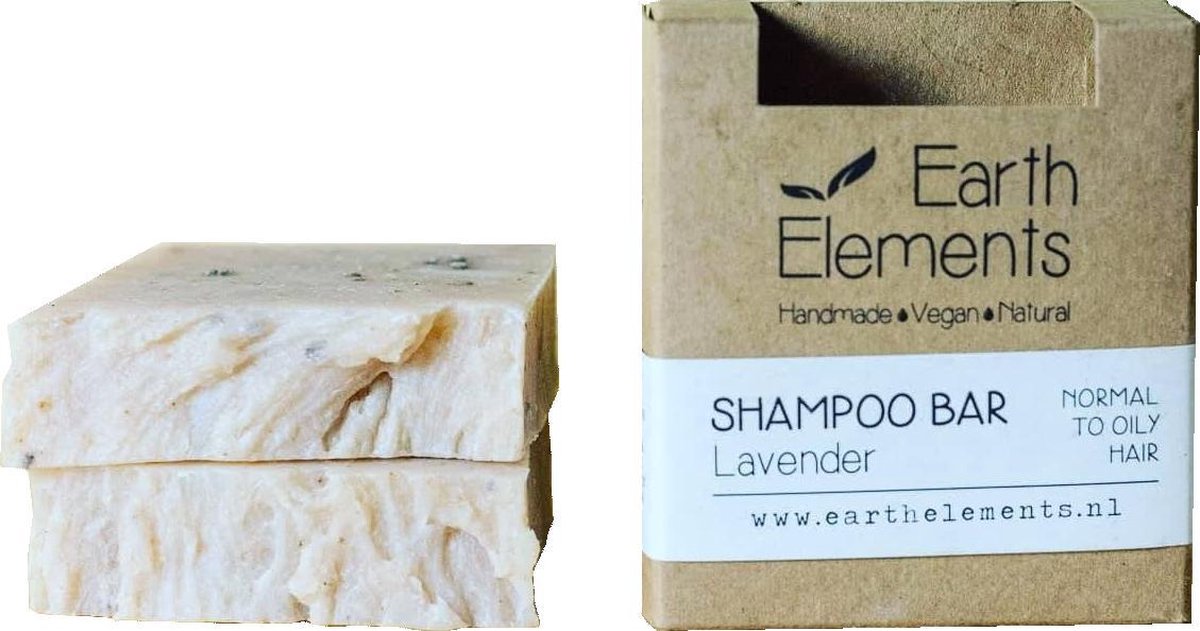Earth Elements Shampoo Bar Lavendel met roze klei - vegan - normaal tot droog haar - parfum vrij
